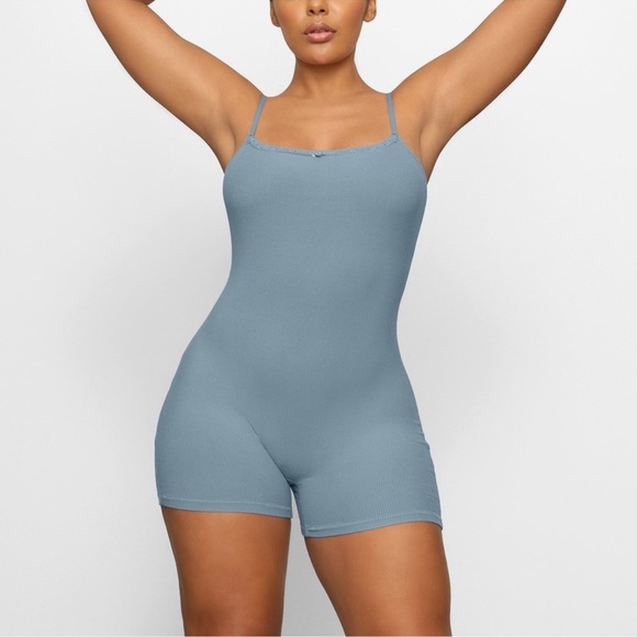 SKIMS Pants - SKIMS Soft Lounge Ribbed Lace Trim Onesie NWOT